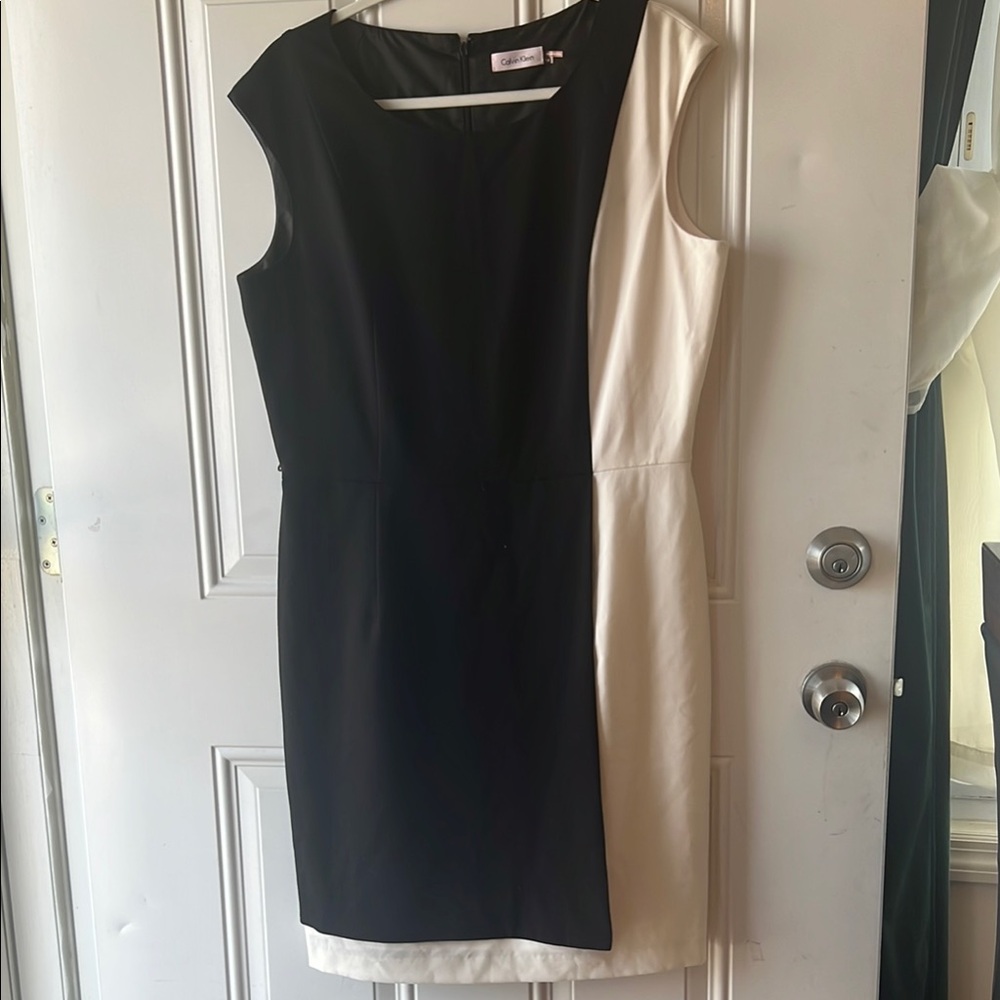 Calvin Klein Collection Black and White Sheath Dress
